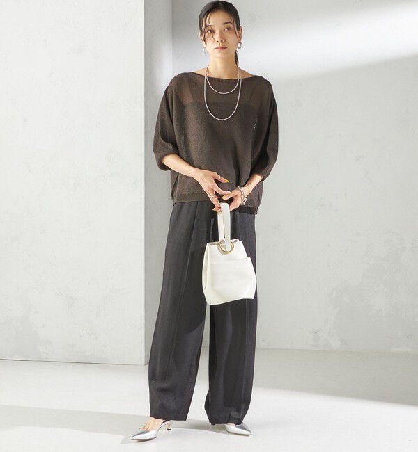 SHIPS for women「〈手洗い可能〉ペーパー パフ スリーブ 半袖 ニット」|ニット・セーター|