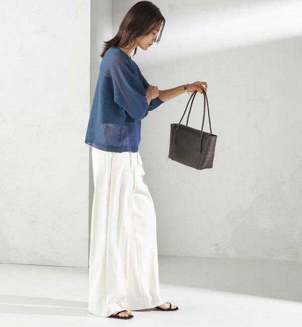 SHIPS for women「〈手洗い可能〉ペーパー パフ スリーブ 半袖 ニット」|ニット・セーター|