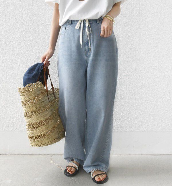 SHIPS for women「〈洗濯機可能〉ドロスト イージー デニム パンツ」|デニム|