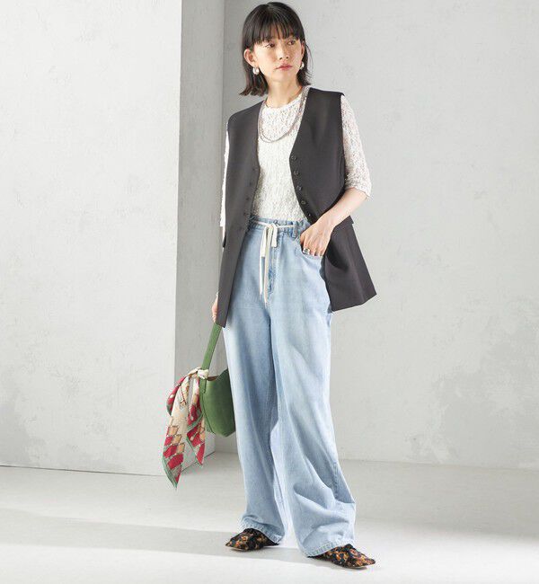 SHIPS for women「〈洗濯機可能〉ドロスト イージー デニム パンツ」|デニム|