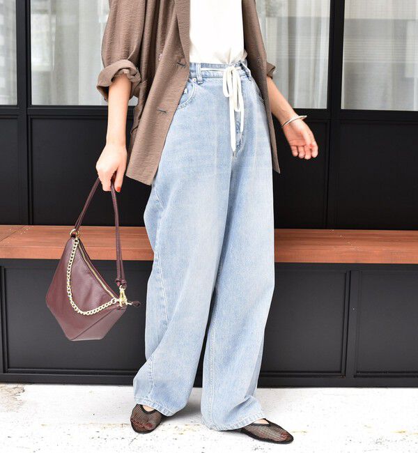 SHIPS for women「〈洗濯機可能〉ドロスト イージー デニム パンツ」|デニム|