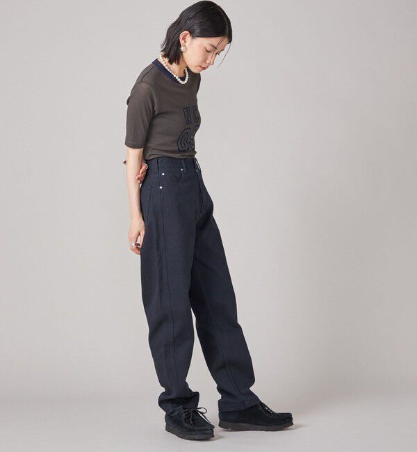 SHIPS for women「SHIPS NINE CASE:シアー ロゴ リンガー TEE」|Tシャツ・カットソー|