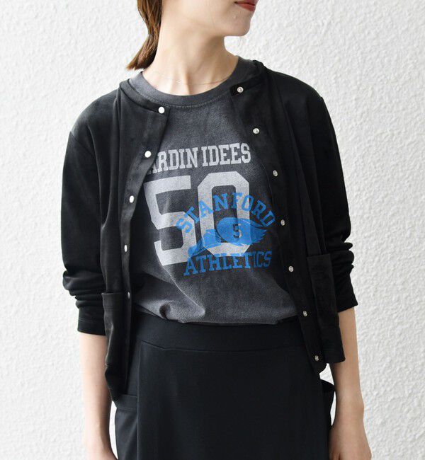 SHIPS any「SHIPS any:〈洗濯機可能〉ポリエステル ベロア コンパクト スナップ カーディガン」|カーディガン|