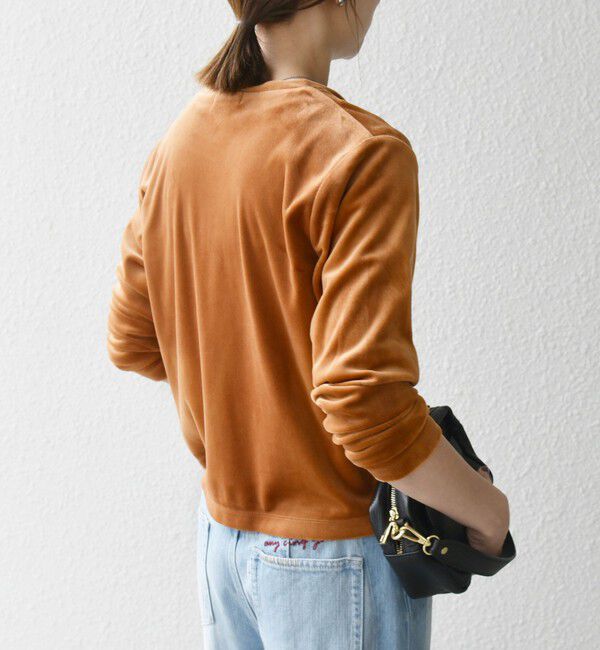 SHIPS any「SHIPS any:〈洗濯機可能〉ポリエステル ベロア コンパクト スナップ カーディガン」|カーディガン|