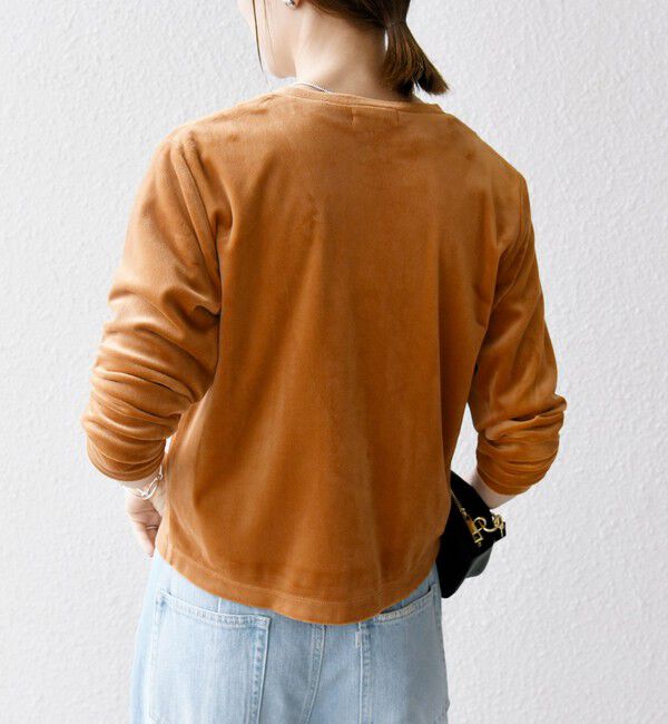 SHIPS any「SHIPS any:〈洗濯機可能〉ポリエステル ベロア コンパクト スナップ カーディガン」|カーディガン|