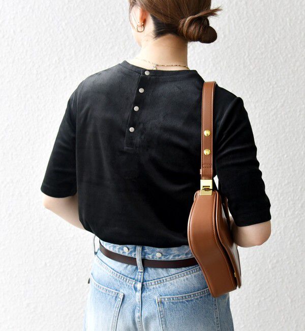 SHIPS any「SHIPS any:〈洗濯機可能〉ポリエステル ベロア ハーフスリーブ コンパクト TEE」|Tシャツ・カットソー|