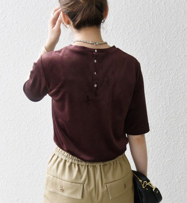 SHIPS any「SHIPS any:〈洗濯機可能〉ポリエステル ベロア ハーフスリーブ コンパクト TEE」|Tシャツ・カットソー|