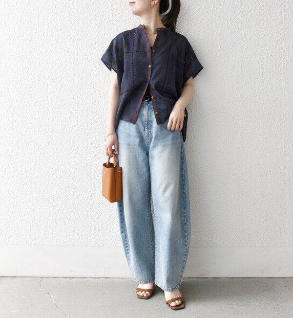 SHIPS any「《一部追加予約》SHIPS any:〈手洗い可能〉エンブロイダリー レース シアー フレンチスリーブ シャツ」|シャツ・ブラウス|