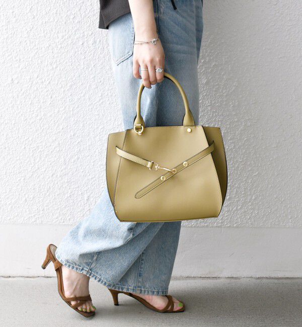 SHIPS any「《一部追加予約》SHIPS any: ベルト デザイン 2WAY スクエア バッグ」|ハンドバッグ|オリーブ