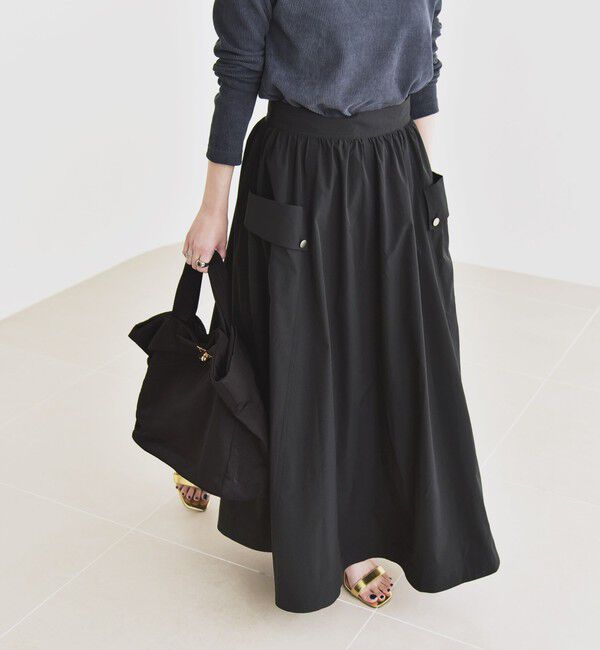 quaranciel「quaranciel:〈洗濯機可能〉タイプライター ギャザー フレア ポケット スカート」|スカート|