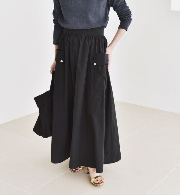 quaranciel「quaranciel:〈洗濯機可能〉タイプライター ギャザー フレア ポケット スカート」|スカート|