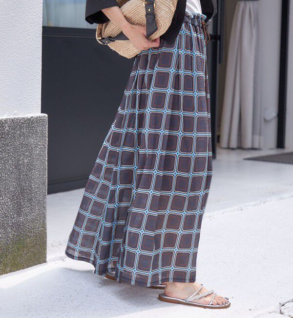 SHIPS for women「【SHIPS別注】UHURU:〈手洗い可能〉シアープリント ギャザー スカート」|スカート|