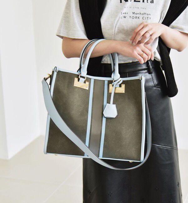 quaranciel「quaranciel: 2way パイピング ライン スクエア トート バッグ」|トートバッグ|