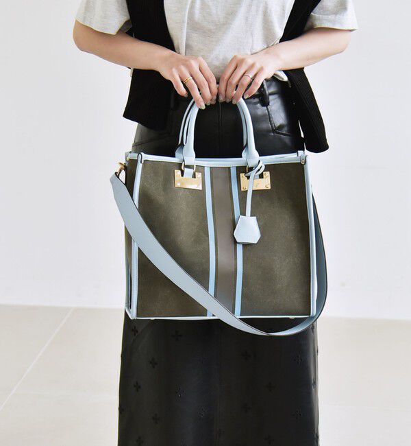 quaranciel「quaranciel: 2way パイピング ライン スクエア トート バッグ」|トートバッグ|