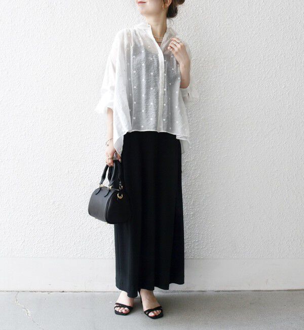 SHIPS any「SHIPS any:〈手洗い可能〉シアー ドット レギュラーカラー ギャザー シャツ」|シャツ・ブラウス|