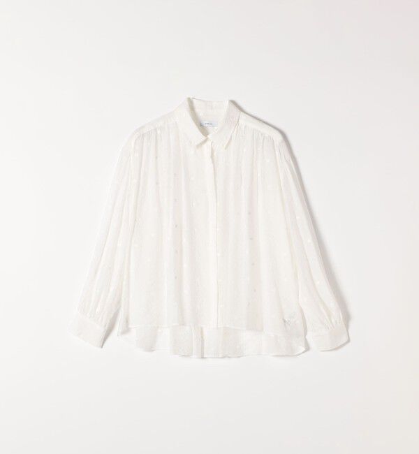SHIPS any「SHIPS any:〈手洗い可能〉シアー ドット レギュラーカラー ギャザー シャツ」|シャツ・ブラウス|