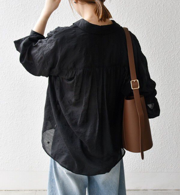 SHIPS any「SHIPS any:〈手洗い可能〉シアー ドット レギュラーカラー ギャザー シャツ」|シャツ・ブラウス|