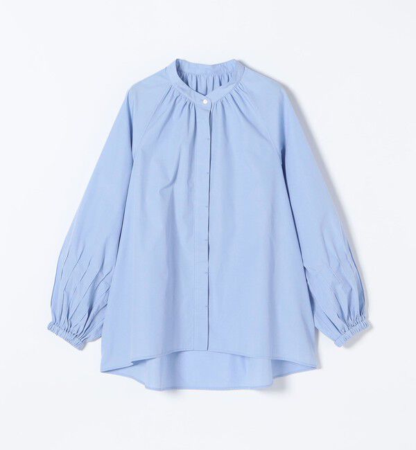 quaranciel「quaranciel:〈洗濯機可能〉REPREVE バンドカラー ギャザー パフ シャツ ブラウス」|シャツ・ブラウス|