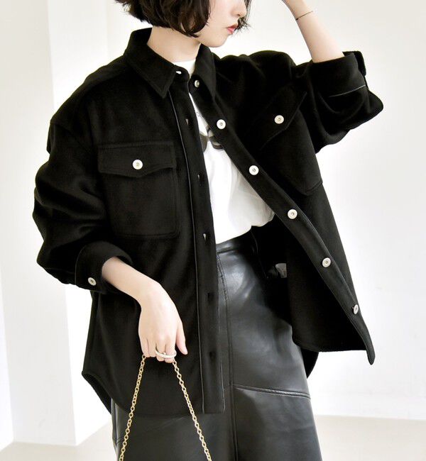 quaranciel「quaranciel: ジャージー メルトン パイピング CPO ビッグ シャツ ジャケット」|その他|