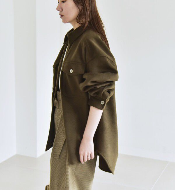 quaranciel「quaranciel: ジャージー メルトン パイピング CPO ビッグ シャツ ジャケット」|その他|