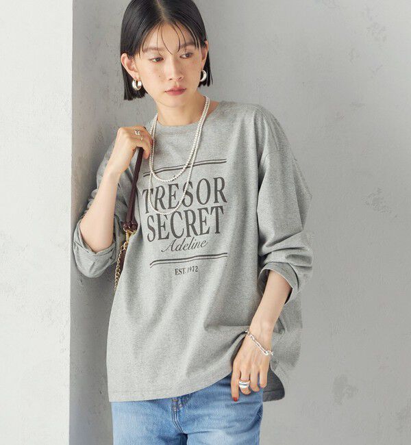 SHIPS for women「【SHIPS別注】Champion: プリント ロングスリーブ TEE」|Tシャツ・カットソー|ライトグレー