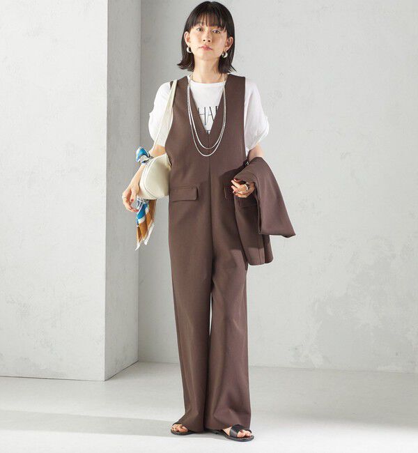 SHIPS for women「〈手洗い可能〉ハイカウント ダブルクロス オールインワン」|オールインワン|