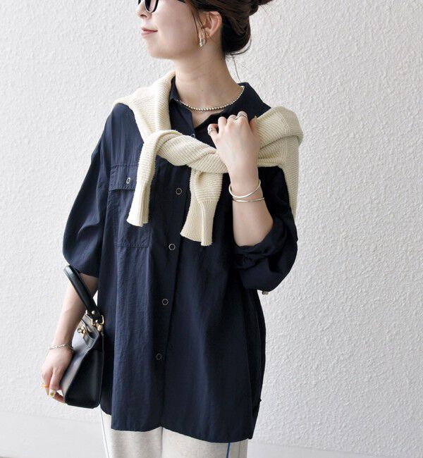 SHIPS any「SHIPS any:〈多機能/洗濯機可能〉ナイロン タスラン ポケット ビッグ シャツ」|シャツ・ブラウス|