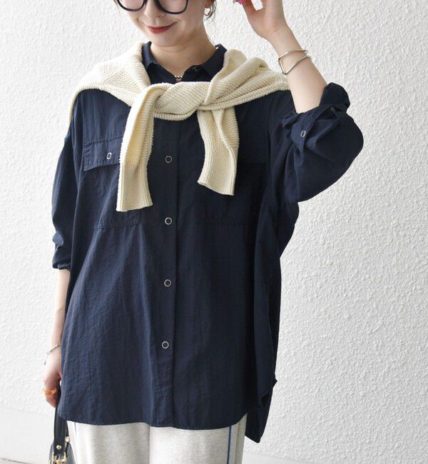 SHIPS any「SHIPS any:〈多機能/洗濯機可能〉ナイロン タスラン ポケット ビッグ シャツ」|シャツ・ブラウス|