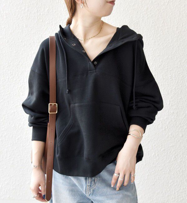 SHIPS any「SHIPS any:〈洗濯機可能〉USAコットン 裏起毛 フーディー ルーズ プルオーバー」|パーカー|ブラック