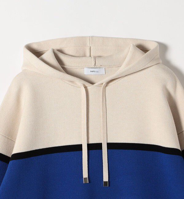 SHIPS any「SHIPS any:〈手洗い可能〉パネル ボーダー フーディー ニット プルオーバー」|パーカー|