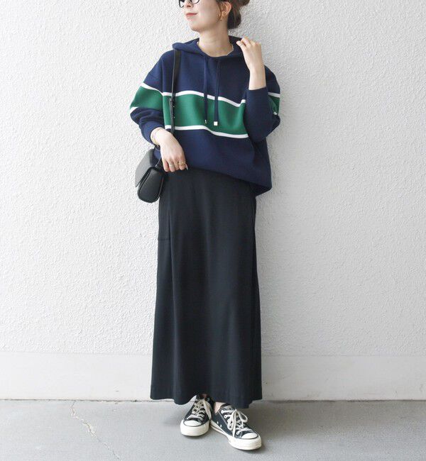 SHIPS any「SHIPS any:〈手洗い可能〉パネル ボーダー フーディー ニット プルオーバー」|パーカー|