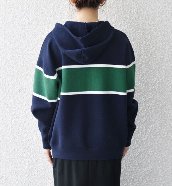 SHIPS any「SHIPS any:〈手洗い可能〉パネル ボーダー フーディー ニット プルオーバー」|パーカー|