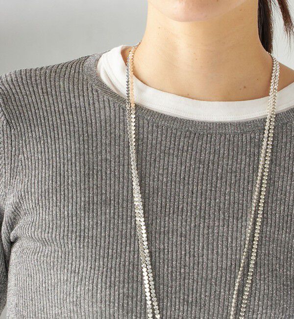 SHIPS for women「〈手洗い可能〉ラメ シアー リブ ニット プルオーバー」|ニット・セーター|