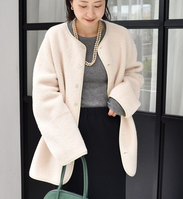 SHIPS for women「【一部WEB限定】〈手洗い可能〉NEW リバーシブル ボア ブルゾン」|ブルゾン・スタジャン|アイボリー