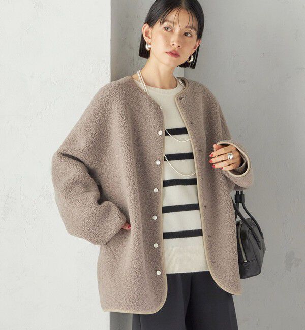 SHIPS for women「【一部WEB限定】〈手洗い可能〉NEW リバーシブル ボア ブルゾン」|ブルゾン・スタジャン|ベージュ
