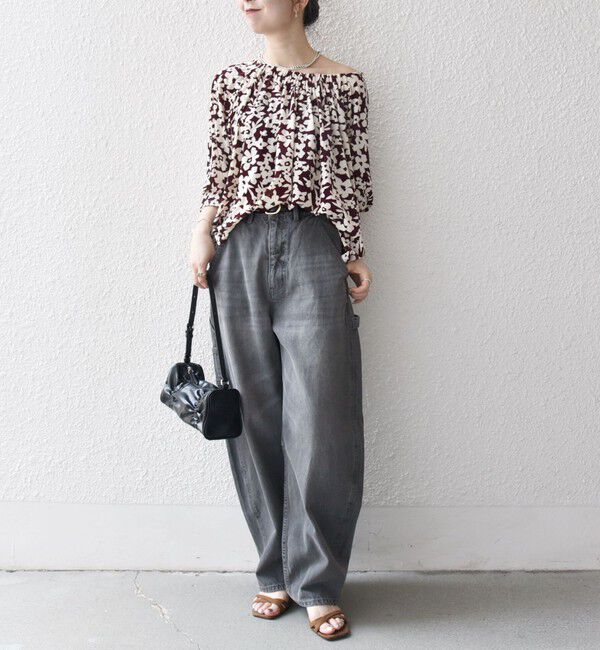 SHIPS any「SHIPS any:〈洗濯機可能〉フラワー ポリエステル ベロア シャーリング ブラウス」|シャツ・ブラウス|