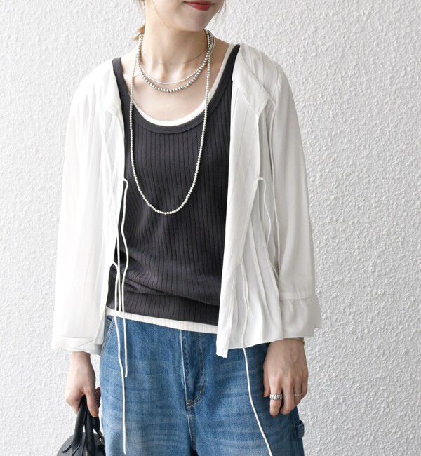 SHIPS any「SHIPS any:〈洗濯機可能〉ラッフル リボン ピンタック フレアスリーブ ブラウス」|シャツ・ブラウス|