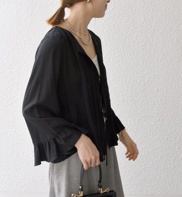 SHIPS any「SHIPS any:〈洗濯機可能〉ラッフル リボン ピンタック フレアスリーブ ブラウス」|シャツ・ブラウス|