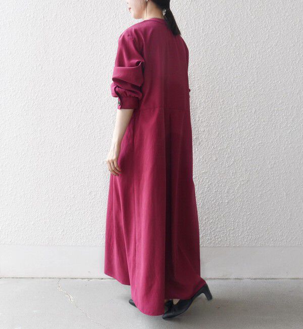 SHIPS any「SHIPS any:〈洗濯機可能〉ピーチスキン クルーネック ポケット フレア ワンピース」|ワンピース|