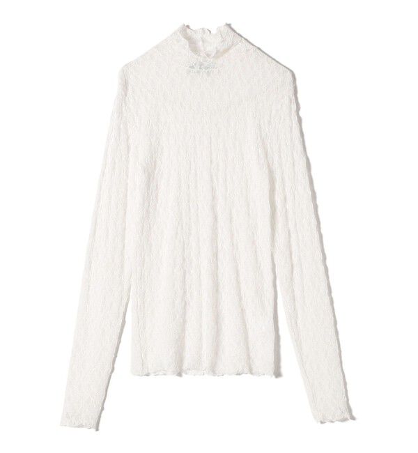 SHIPS for women「SHIPS NINE CASE:〈手洗い可能〉シアー レース ハイネック プルオーバー」|Tシャツ・カットソー|
