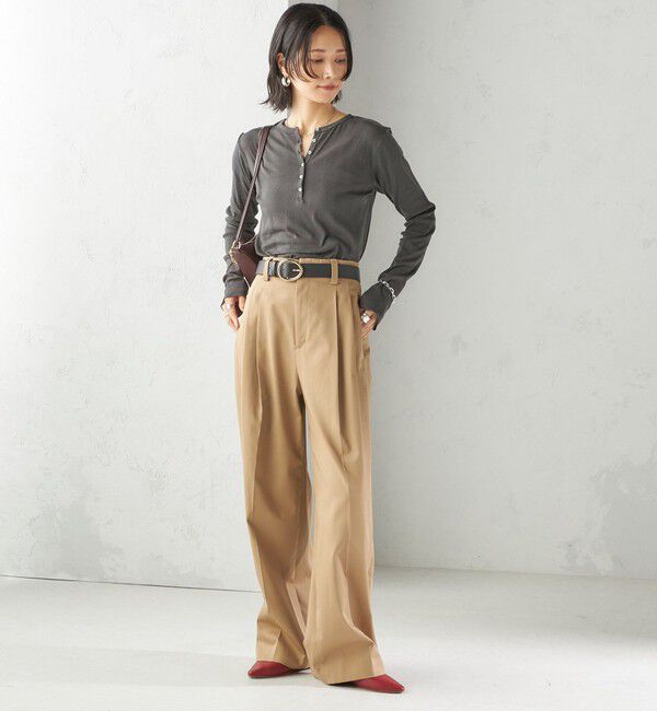 SHIPS for women「〈洗濯機可能〉ハイカウント ツイル 2タック ワイド パンツ」|その他|