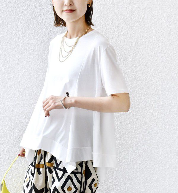 SHIPS for women「ヘムフレア ショート スリーブ プルオーバー」|Tシャツ・カットソー|ホワイト