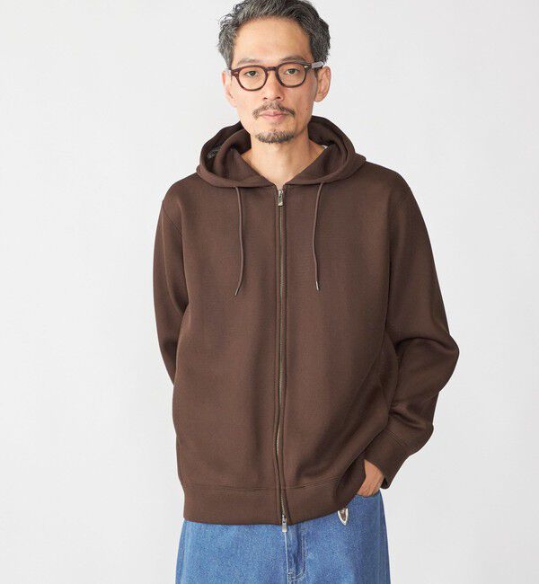 SHIPS「SHIPS:〈吸水速乾/通気性〉メッシュ ダブルニット ジップ パーカー」|パーカー|ブラウン