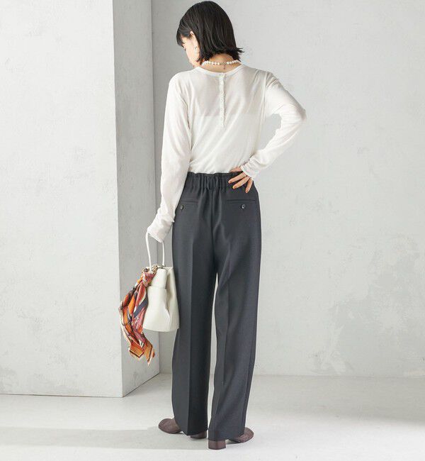 SHIPS for women「【SHIPS別注】miller: シアー ヘンリー ネック ロング スリーブ TEE」|Tシャツ・カットソー|