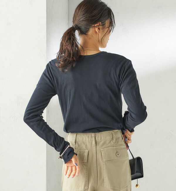 SHIPS for women「【SHIPS別注】miller: シアー ヘンリー ネック ロング スリーブ TEE」|Tシャツ・カットソー|