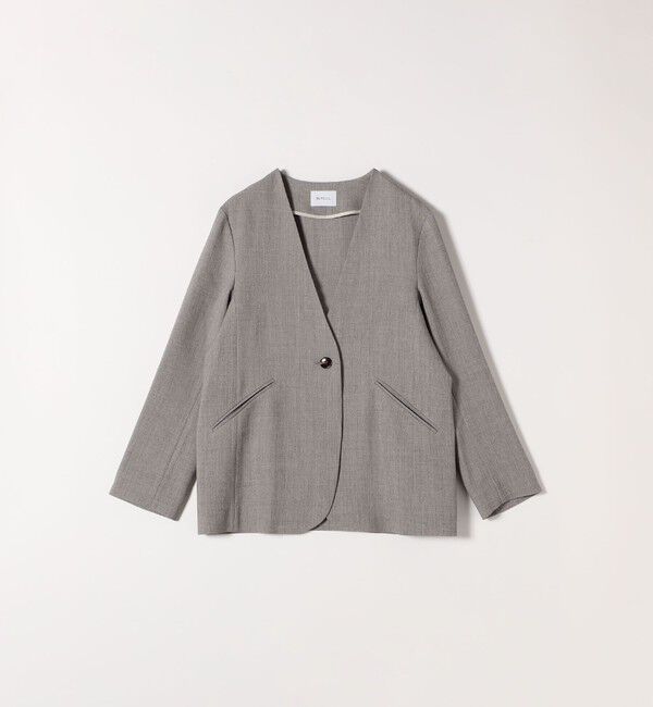 SHIPS any「SHIPS any:〈洗濯機可能〉ウーステッド Vネック ノーカラー ジャケット」|ノーカラージャケット|