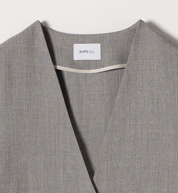 SHIPS any「SHIPS any:〈洗濯機可能〉ウーステッド Vネック ノーカラー ジャケット」|ノーカラージャケット|