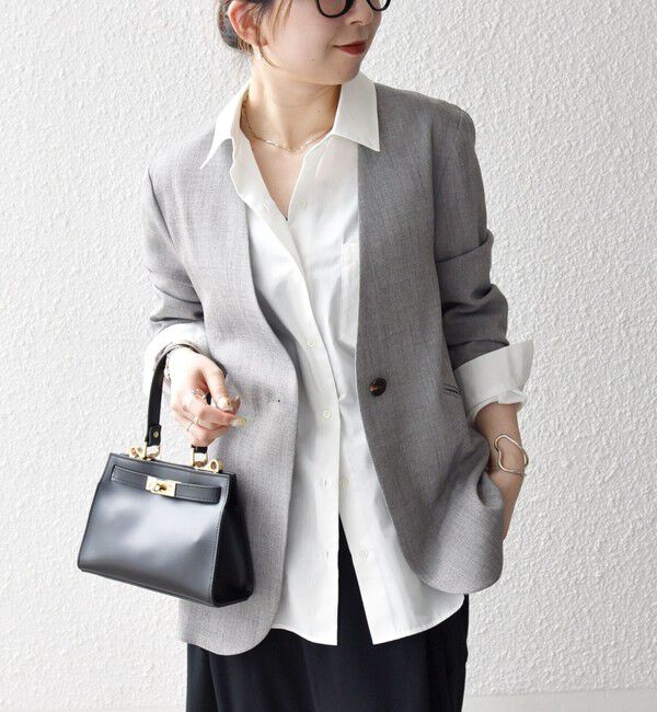 SHIPS any「SHIPS any:〈洗濯機可能〉ウーステッド Vネック ノーカラー ジャケット」|ノーカラージャケット|