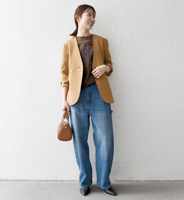 SHIPS any「SHIPS any:〈洗濯機可能〉ウーステッド Vネック ノーカラー ジャケット」|ノーカラージャケット|