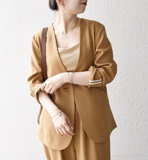 SHIPS any「SHIPS any:〈洗濯機可能〉ウーステッド Vネック ノーカラー ジャケット」|ノーカラージャケット|